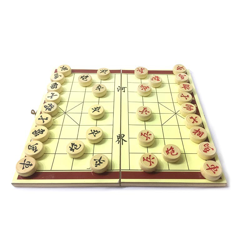 Chinese Wooden Chess Set Xiangqi with Foldable Wooden Playing Board ...