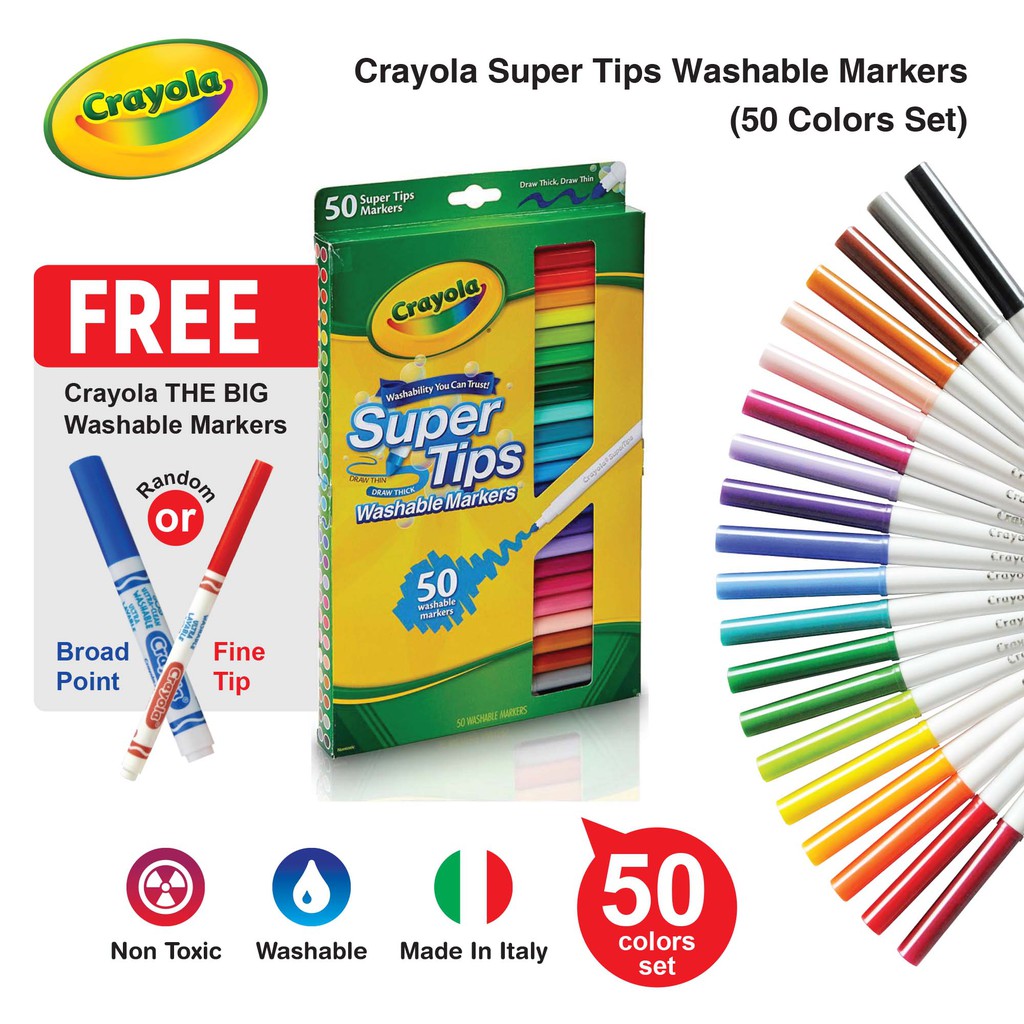 Crayola Super Tips Washable Markers 50 Colors Set Shopee Malaysia