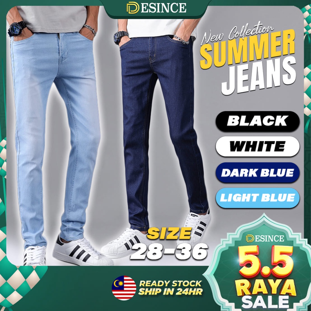 ??READY STOCK? Men Denim Summer Jeans Long Pants Pant Jeans Long Pants Men Blue Black White MP 052