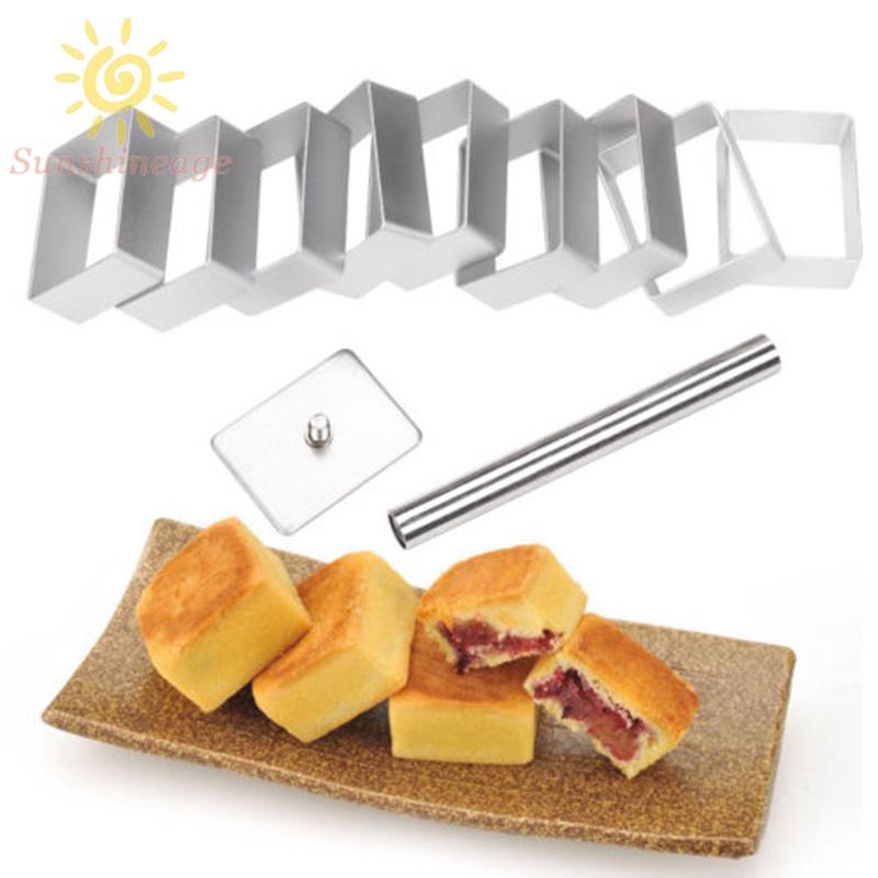 10pcs Stainless Steel Rectangle Cake Pie Biscuit Cutter Bread Mold Stainless Steel new