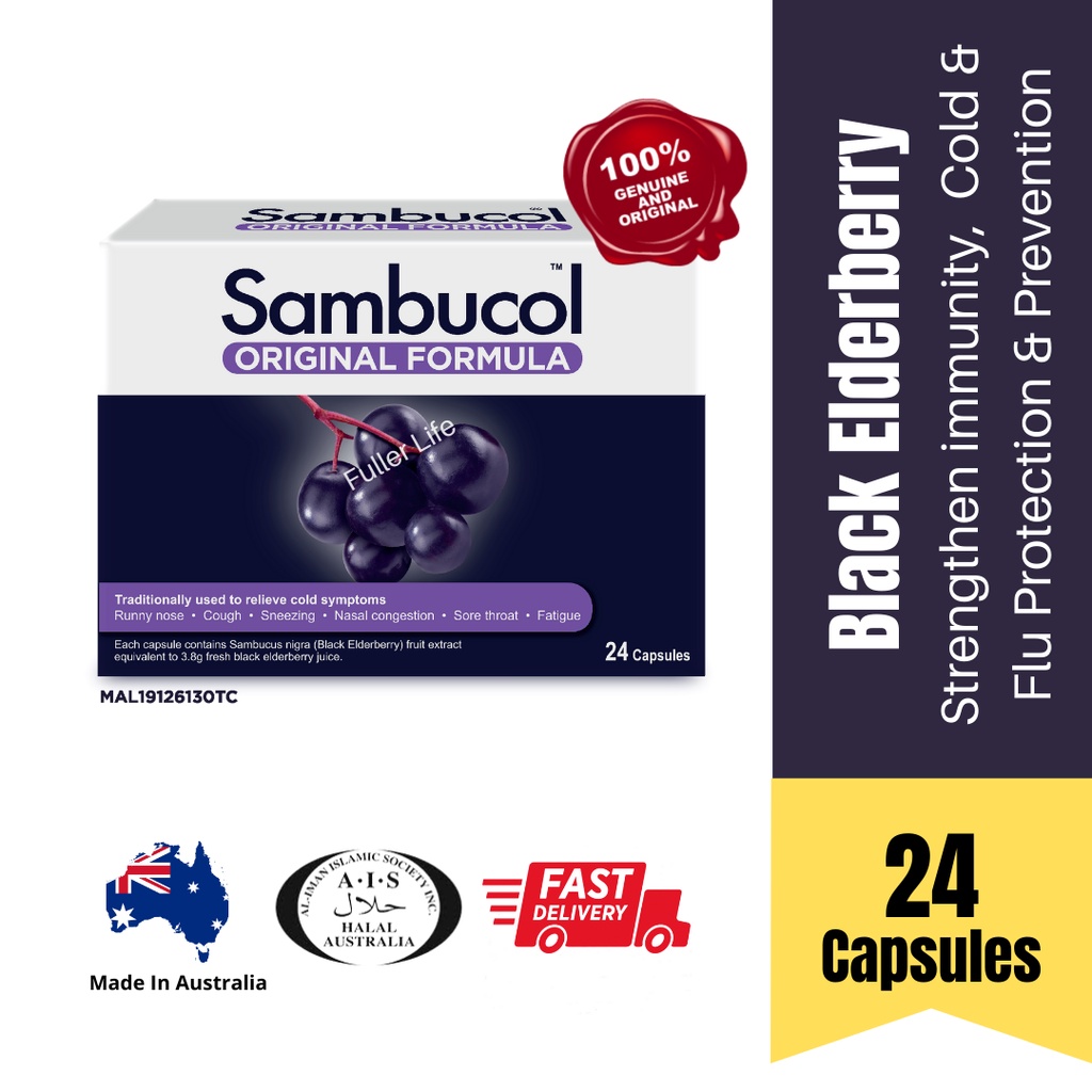 SAMBUCOL Black Elderberry Original Formula Capsules | Boost Immune ...