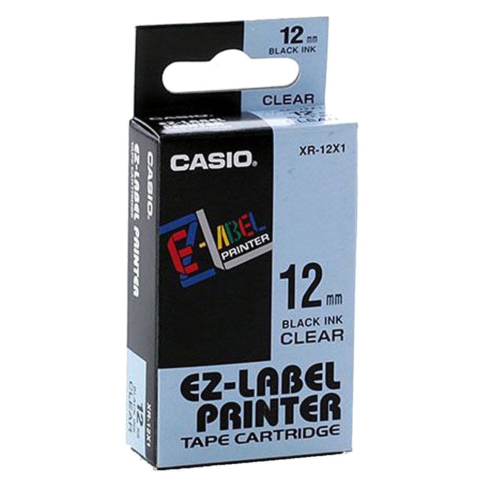 New Great quality Compatible for Casio Tape 12mm BLACK on Clear Label XR-12X1 
