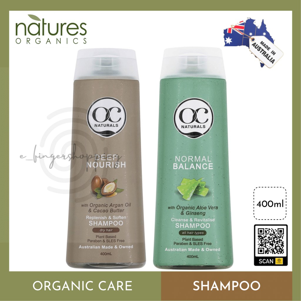 Organic Care Shampoo 400 ml Colour Shield with Chia Oils / Normal Balance  with Aloe Vera / Dry Nourish with Argan Oil | Shopee Malaysia