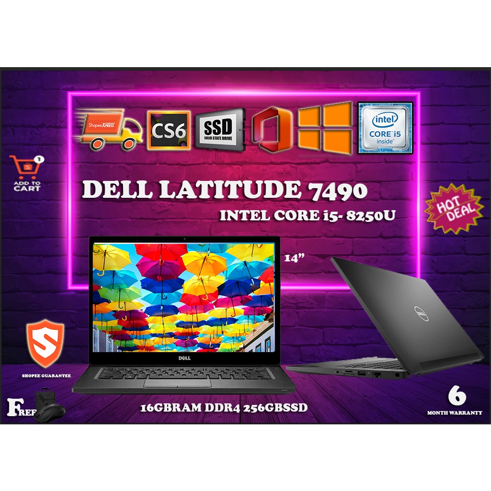 DELL LATITUDE 7490 BUSINESS EDITION NOTEBOOK I5-8TH GEN 14" INCH FHD [16GB RAM 256GB SSD] WINDOW 10/11 PRO