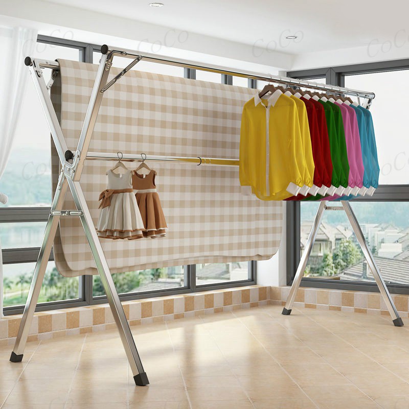 Coo240cm Three-bar Stainless Steel Retractable Foldable Clothes Rack ...