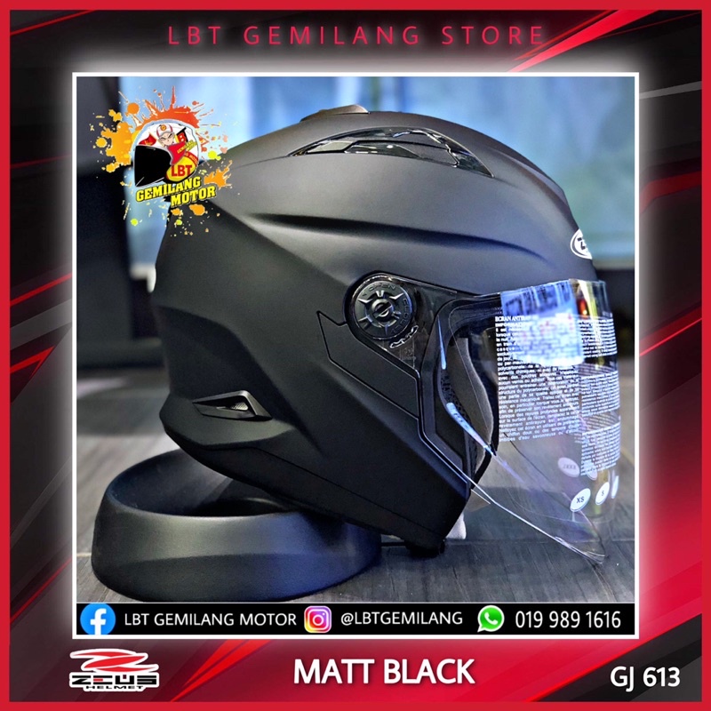 ZEUS Helmets GJ613 [MATT BLACK] | Shopee Malaysia