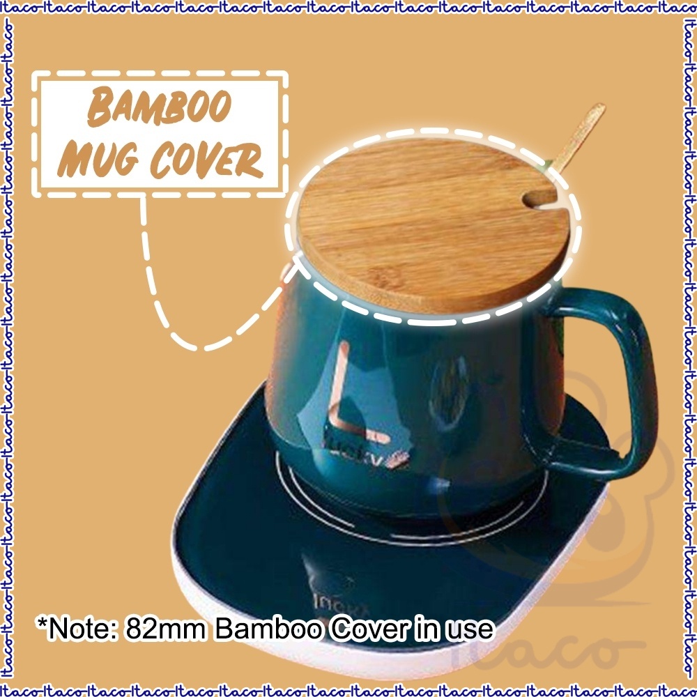 ITACO Bamboo Cup Cover Lid Wooden Coffee Mug Cover with Spoon Hole Penutup Cawan 竹木杯盖