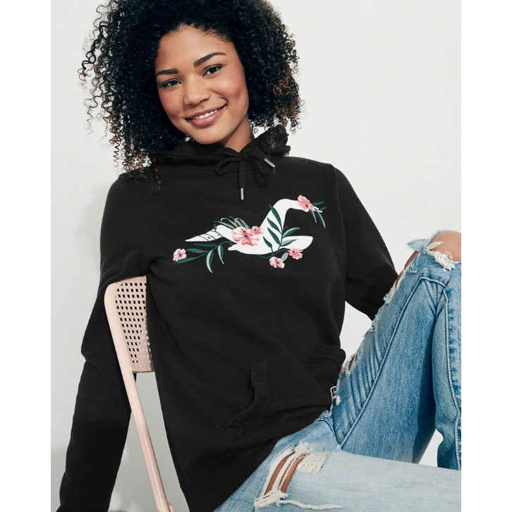 hollister rose embroidered hoodie