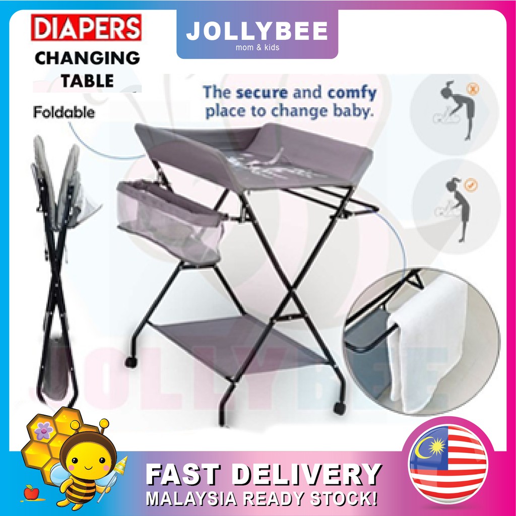 Jollybee Baby Diapers GREY Changing Table Bed Folding Diaper Station