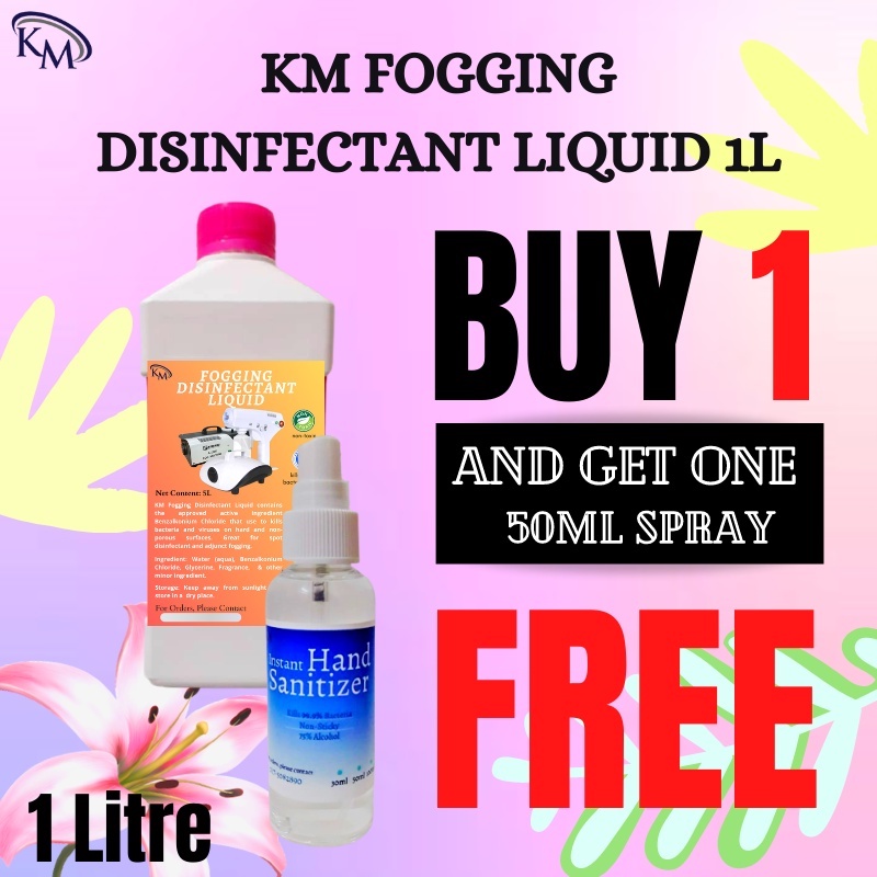 [Free 50ml Hand Sanitizer Spray x 1 ] KM Fogging Disinfectant Liquid 1L