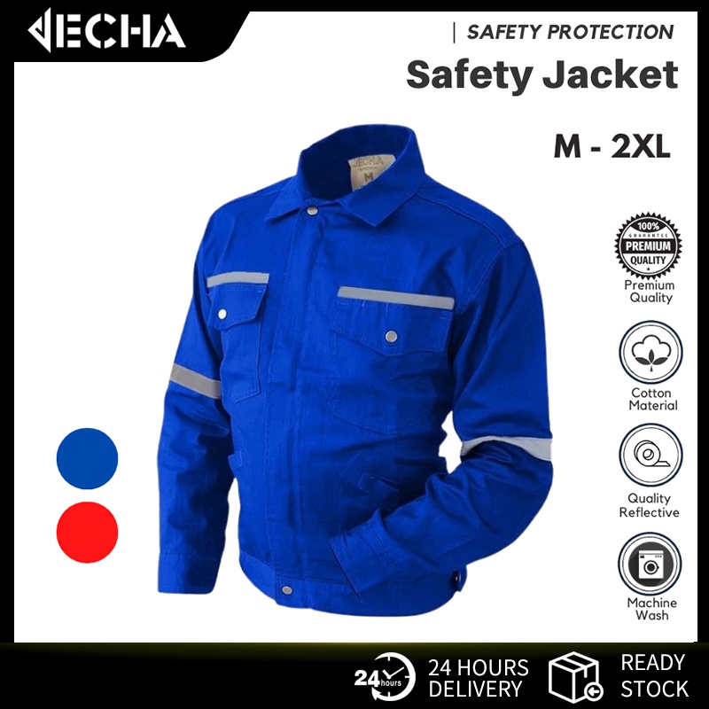 JECHA Safety Jacket Workwear with Reflector Work Jacket Baju Kerja
