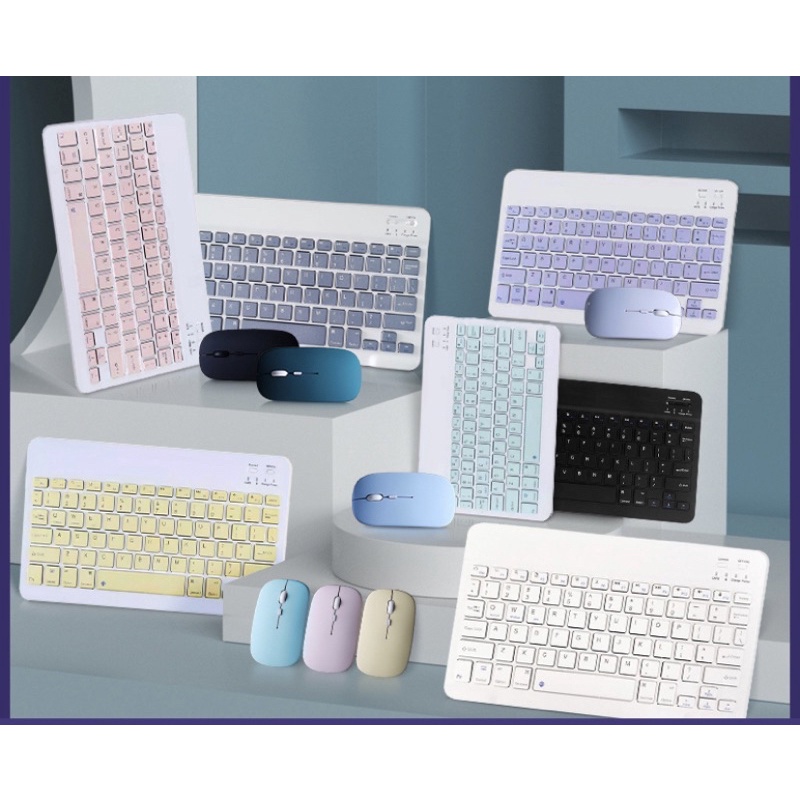 Bluetooth Mouse & Keyboard Kit Bluetooth and rechargeable Macaron color