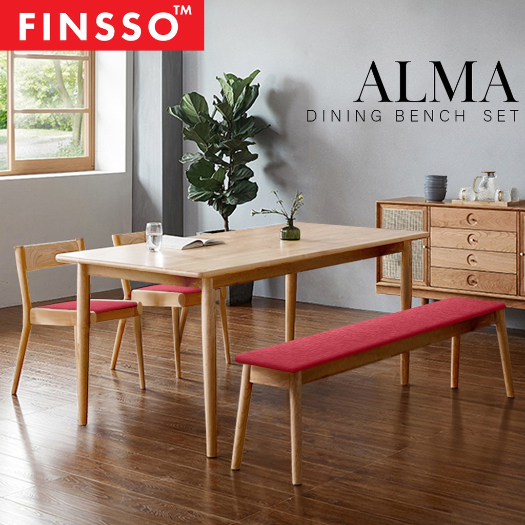 FINSSO: ALMA Japanese Style Solid Rubber Wood Dining Set