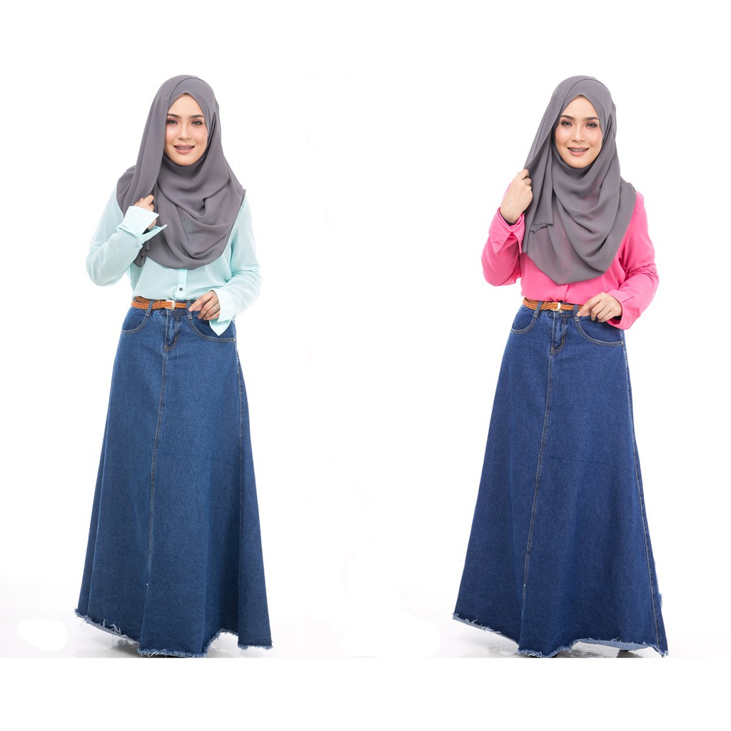 skirt jeans labuh muslimah