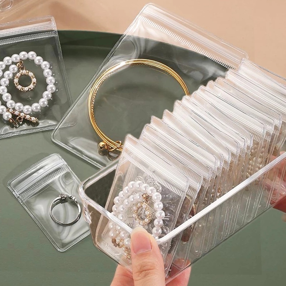 10Pcs Anti-oxidation Jewelry Storage Bag Drawer Organizer Transparent Necklace Bracelet Ring Holder Ziplock Bag Storage