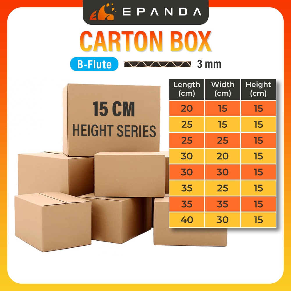 Epanda Kotak Carton Box Packaging Packing Box B Flute 15cm Height