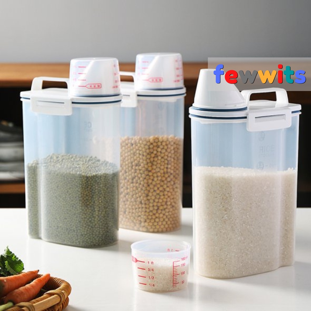 Rice Dispenser 2L Plastic Rice Storage Container Bekas Simpan Beras ...