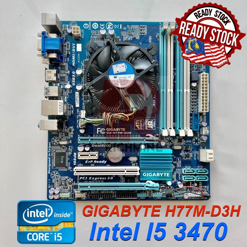 {ReadyStock} Combo Gaming Set I5 3470 + GIGABYTE H77M Motherboard E3