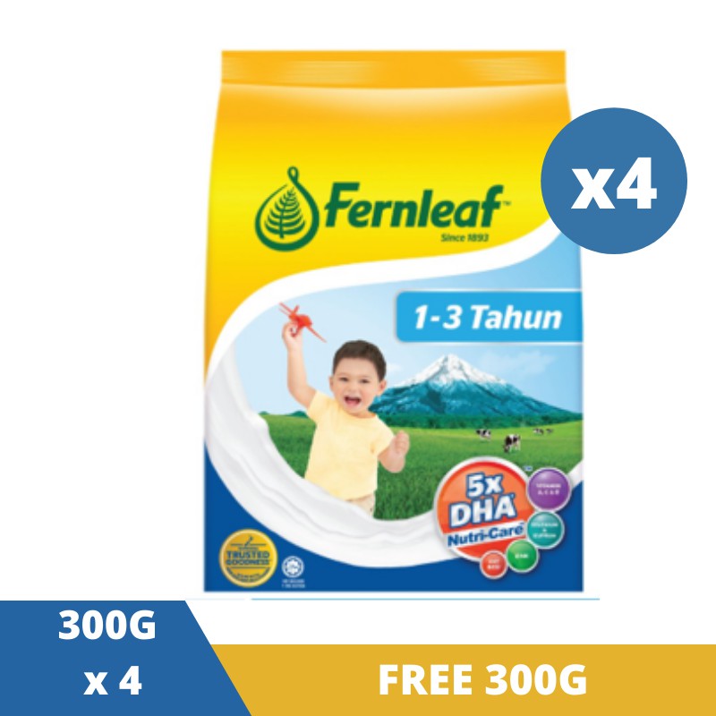 Free 300g | Fernleaf Formula Milk Powder 1-3 Years 900g (300g x4packs