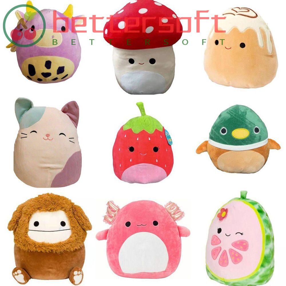 BETTERSOFTNESS 25cm Squishmallow Pillow Kawaii Frog Cows Owl Soft