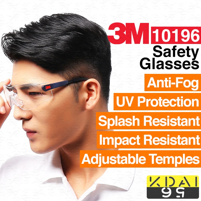 PREMIUM 3M Safety Glasses 10196 Protective Glasses Anti-Fog Eye Protection safety glasses Adjustable 1100 EARPLUG