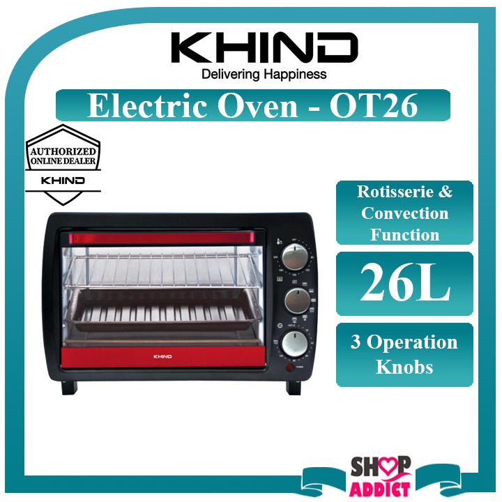 Khind 26L Electric Oven With Rotisserie Function OT26/ Ketuhar Elektrik