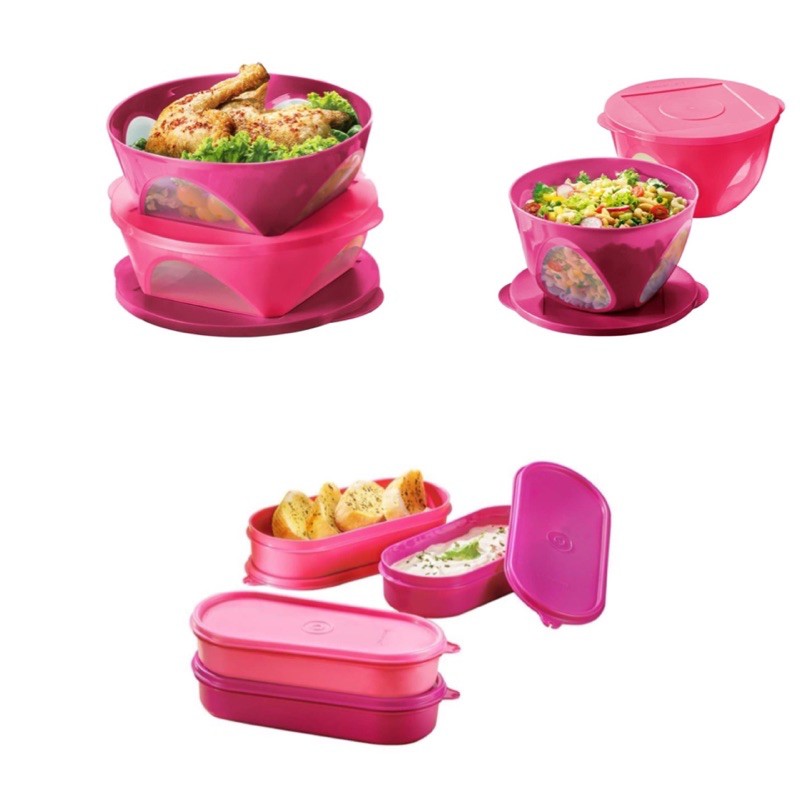 Tupperware Pink Bagel / Salad Keeper 4440 New