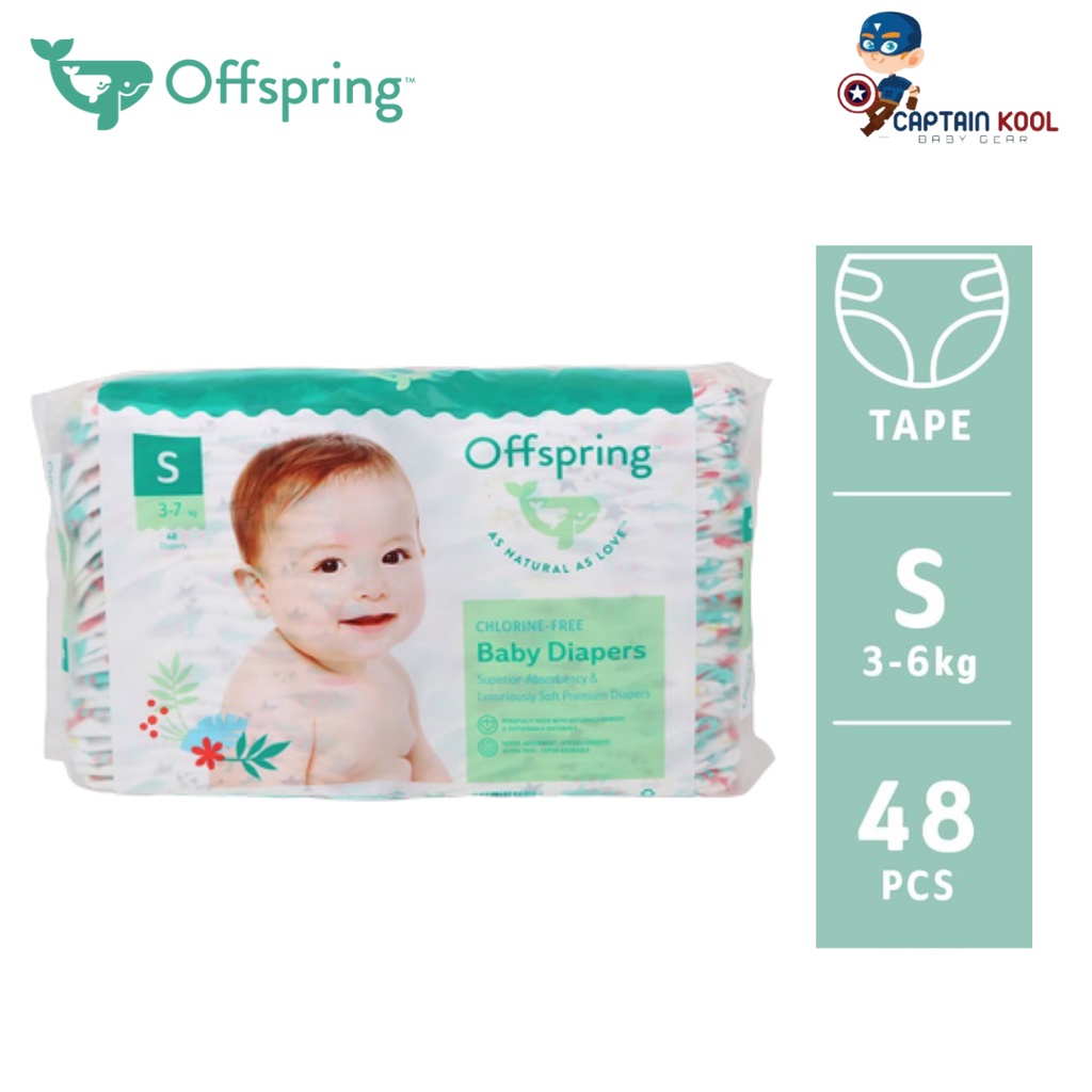 Offspring Fashion Tapes Diapers S 3-7kg 48pcs | Shopee Malaysia