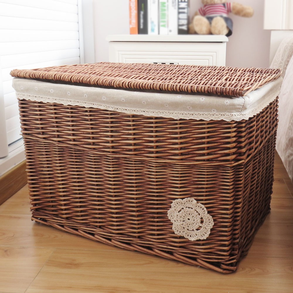 large wicker storage box