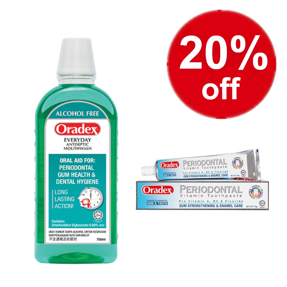 ORADEX EVERYDAY ANTISEPTIC MOUTHWASH 750ML [FREE PERIODONTAL VITAMIN