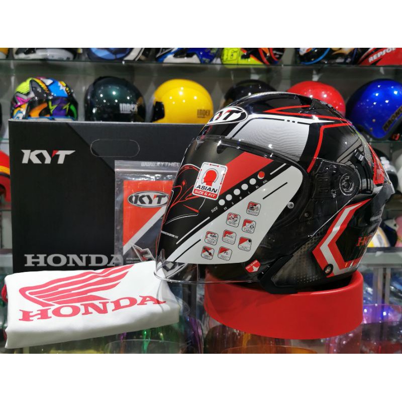Helmet Kyt Nfj Honda Demon White Red Honda Adv Shopee Malaysia