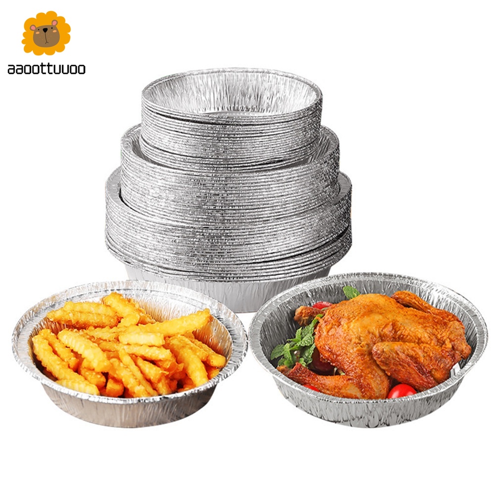 【COD】10pcs 6/7/8 Inches Air Fryer Paper Disposable Tin Foil Pad Pan Oven Bake Aluminum Foil Bowl Pizza Holder Household Round Tin Foil Plate