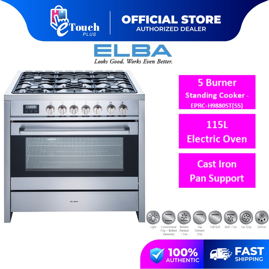 Elba Professional Range Cooker With Grill Electric Oven (115 L) EPRC-H9880ST(SS)