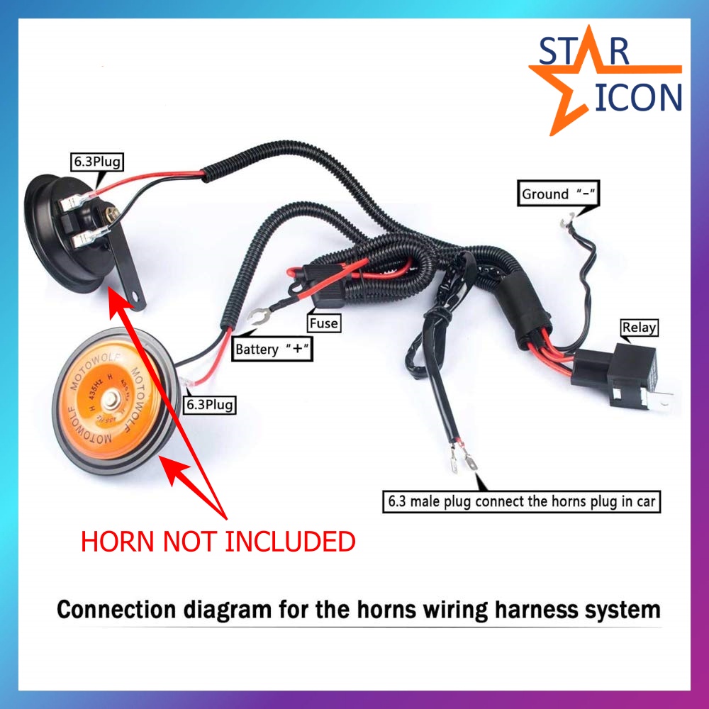Car 12V Horn Wiring Harness Relay Kit Wire Plug and Play Lorry Dual