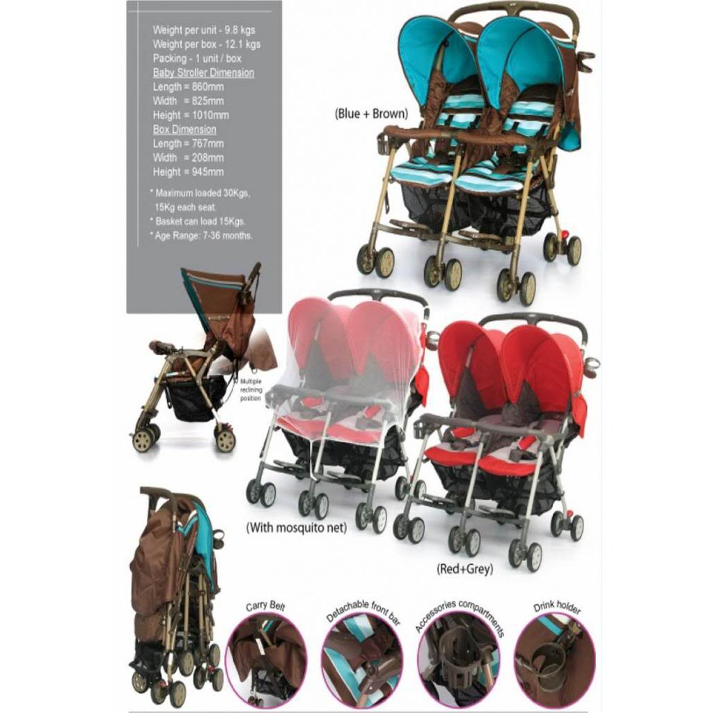 My Dear Twin Baby Stroller 18093 