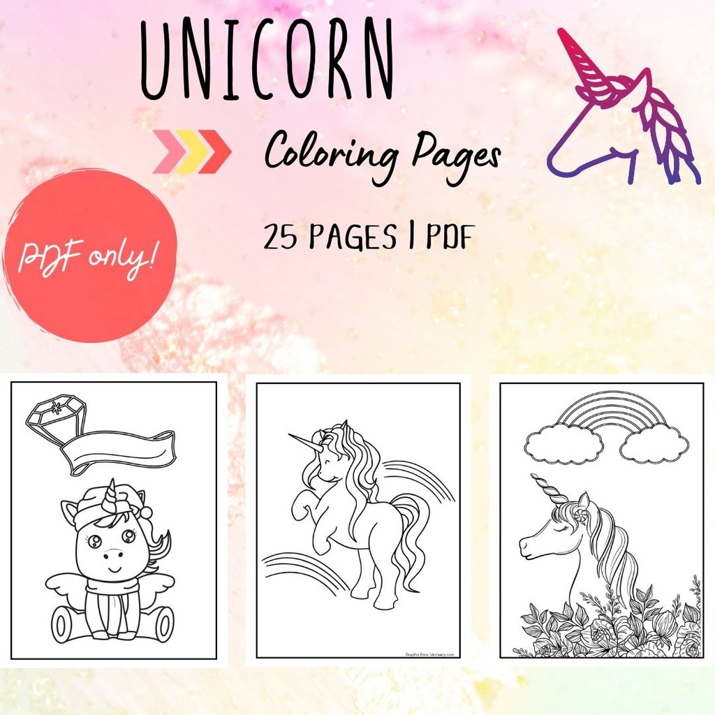 Download Pdf Unicorn Coloring Pages Unicorn Coloring Book Coloring Book For Kids Unicorn Coloring Buku Warna Shopee Malaysia