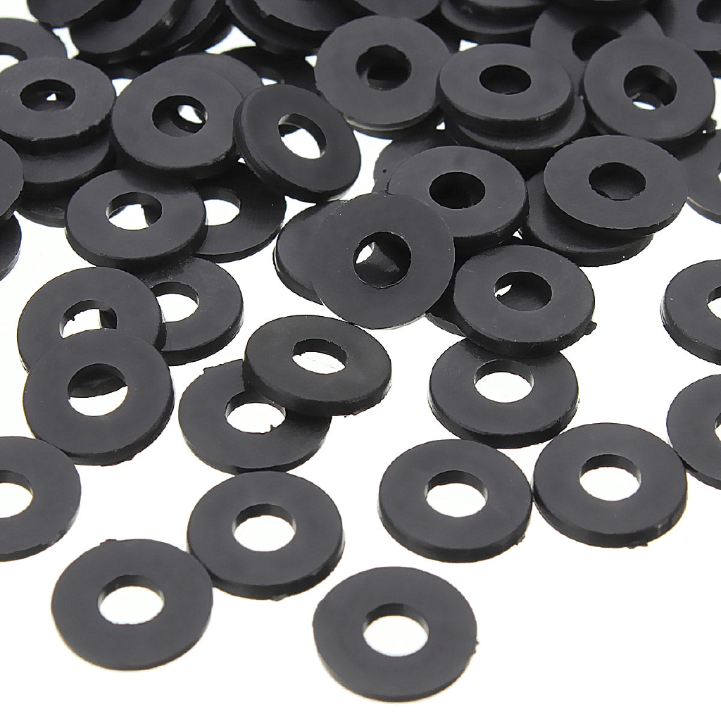 M4 x 10mm x 1mm Black nylon Plated Flat Washers Spacers Fastener 100pcs