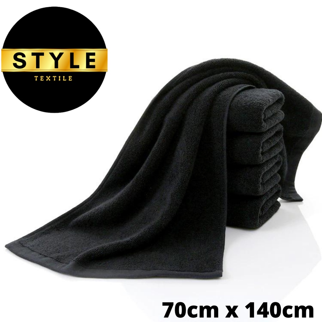 Premium Pure 100% Cotton Bath Towel Face Towel Bath Robe Hotel Sports Gym Shower Cotton Black Towel