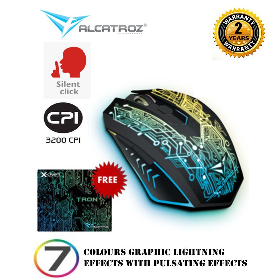 Alcatroz XCRAFT PRO TRON 5000 SILENT WIRE GAMING MOUSE Shopee Malaysia