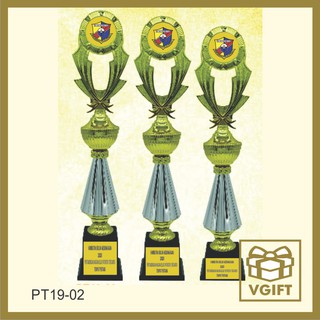 PLASTIC TROPHY PT19-03 SM 007 GOLD ANUGERAH CEMERLANG + LABEL + 