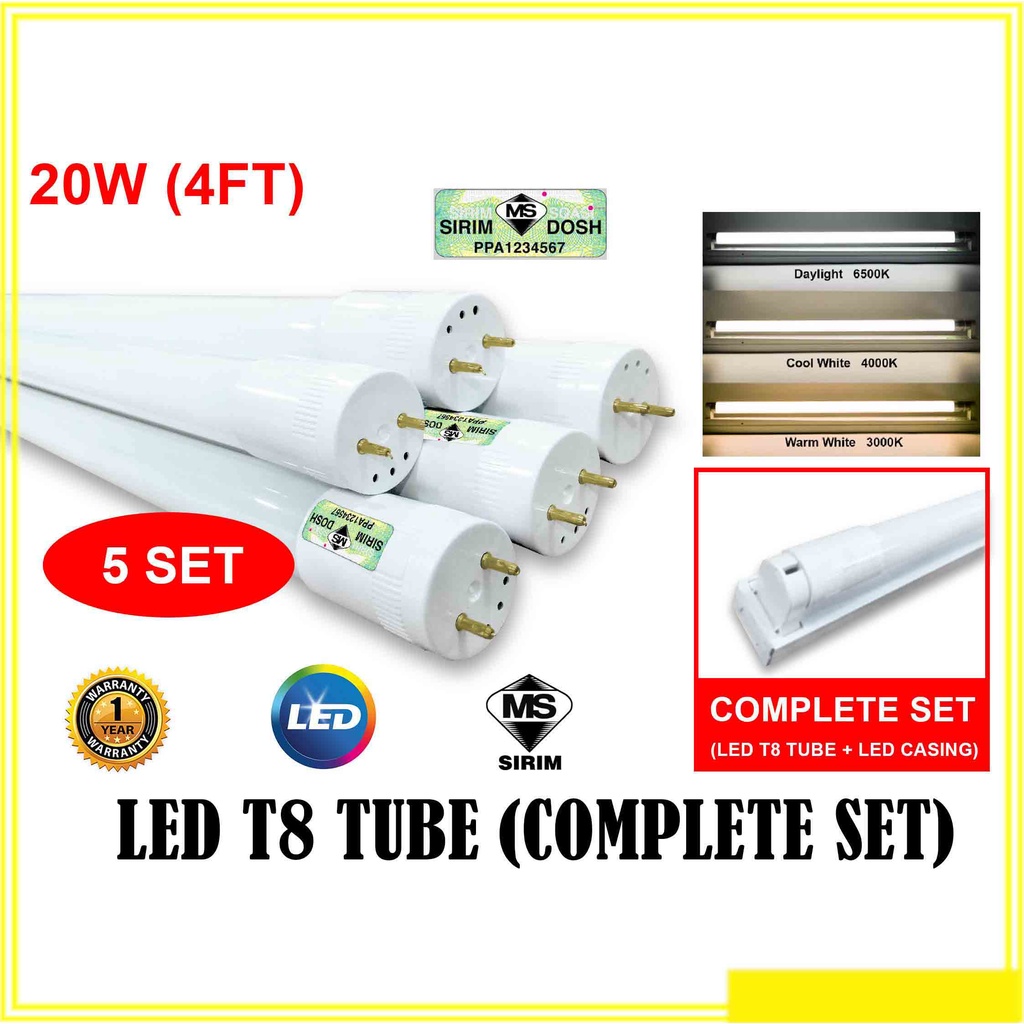 Pcs Super Bright Led T Tube W Ft With Slim High Casing Lampu Panjang Ceiling Lighting