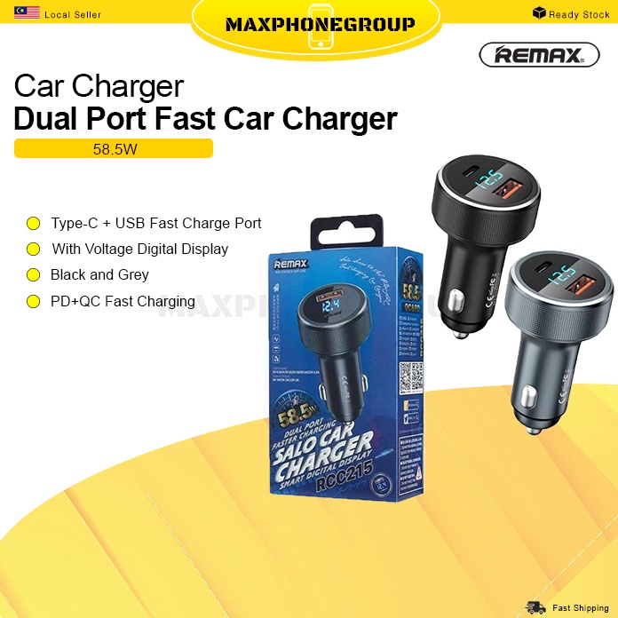 REMAX RCC215 58.5W Dual Port Faster Charging SALO Car Charger With