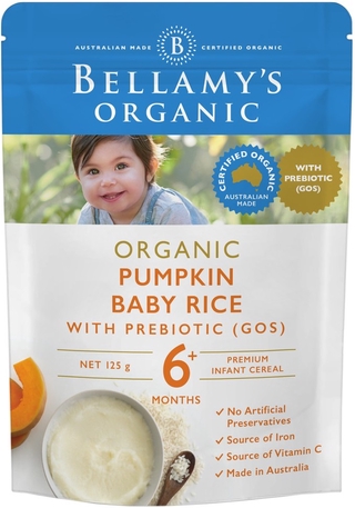 bellamy's organic baby rice with prebiotic 125g