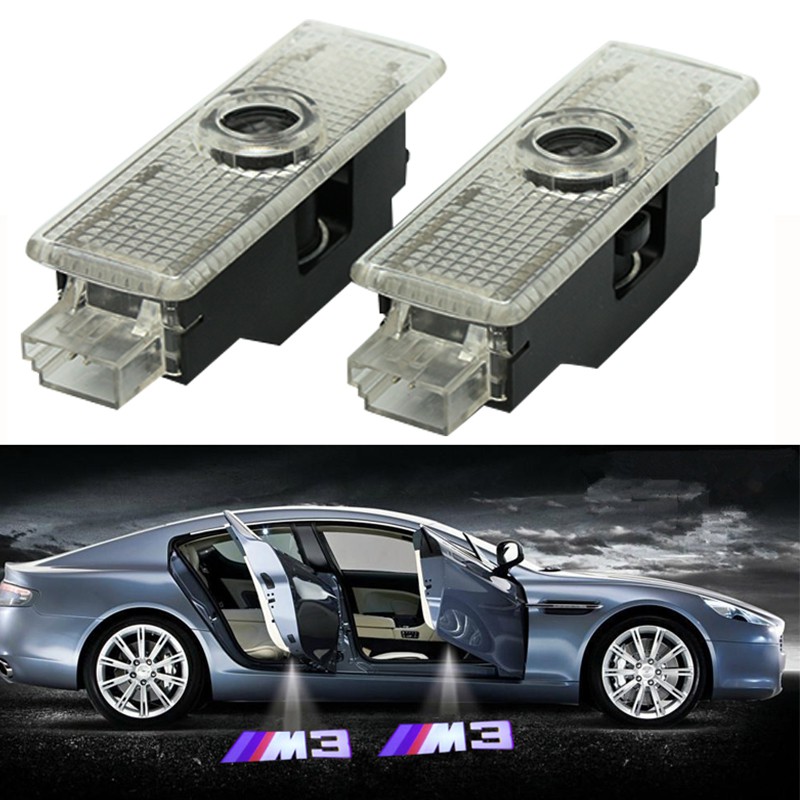 2pcs Led Car Door Welcome Light Ghost Shadow Lamp For Bmw M3 Logo