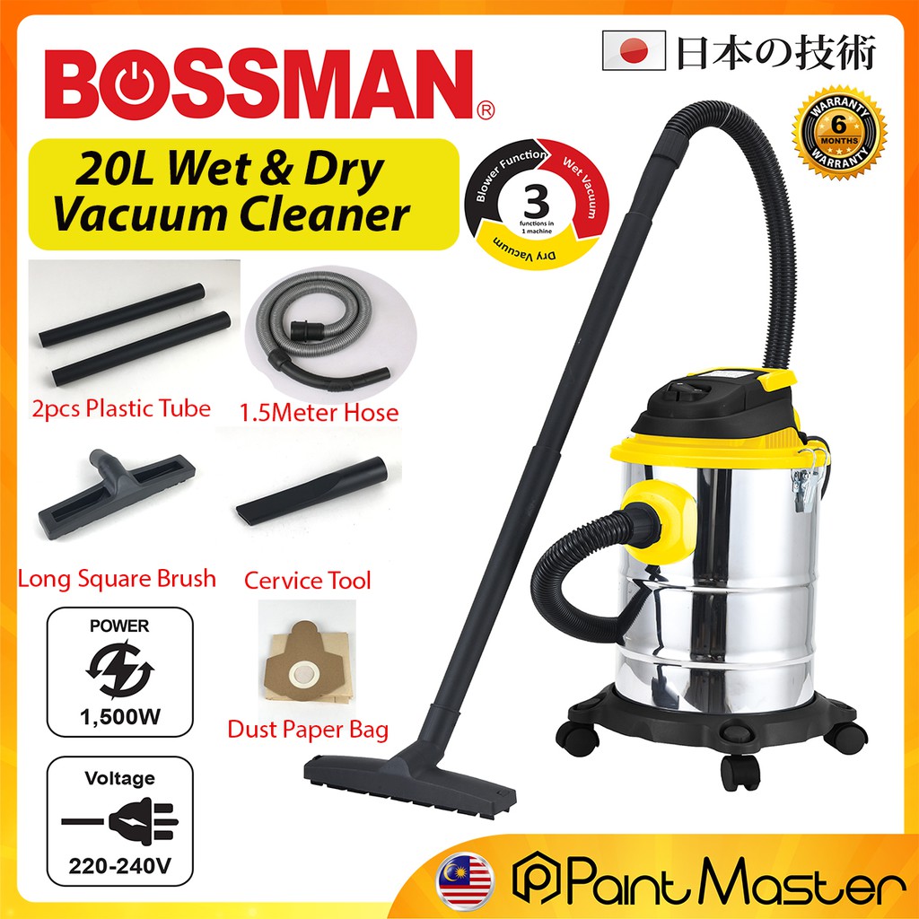 Bossman 20Litre Wet Dry Vacuum Cleaner Wet & Dry Vacum 1500 Watt Max
