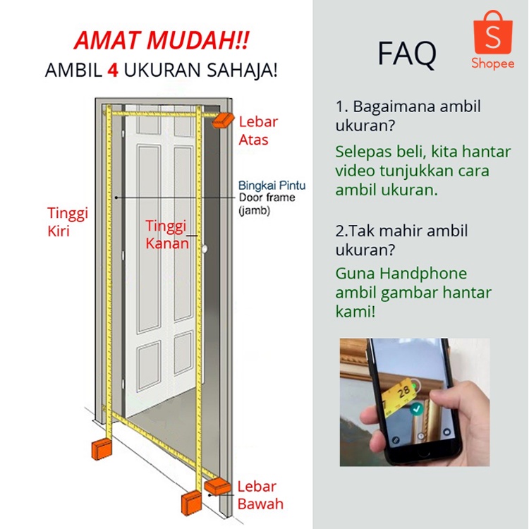 Saiz Pintu Lipat Bilik Air