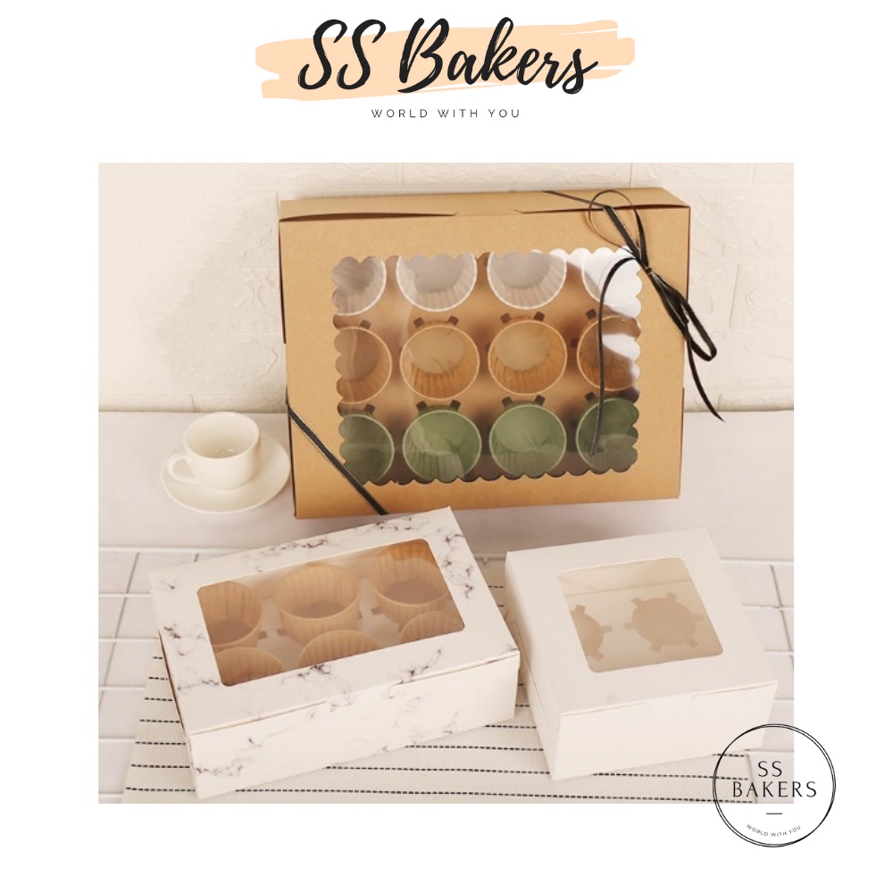 Cupcake Muffin Cake Box 4/6/12 Holes Cavity Transparent Window Dessert