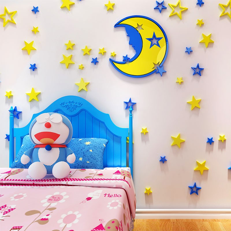 Stars Moon Wall Stickers Acrylic 3d Stereo Crystal Wall Stickers