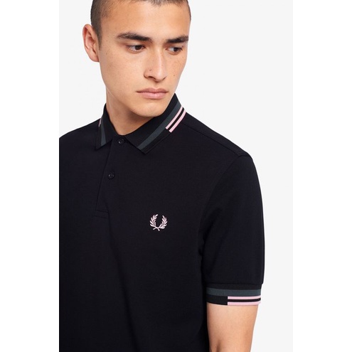 ORIGINAL Fred Perry M1618 - Abstract Tipped Polo Shirt - (Black) Baju ...