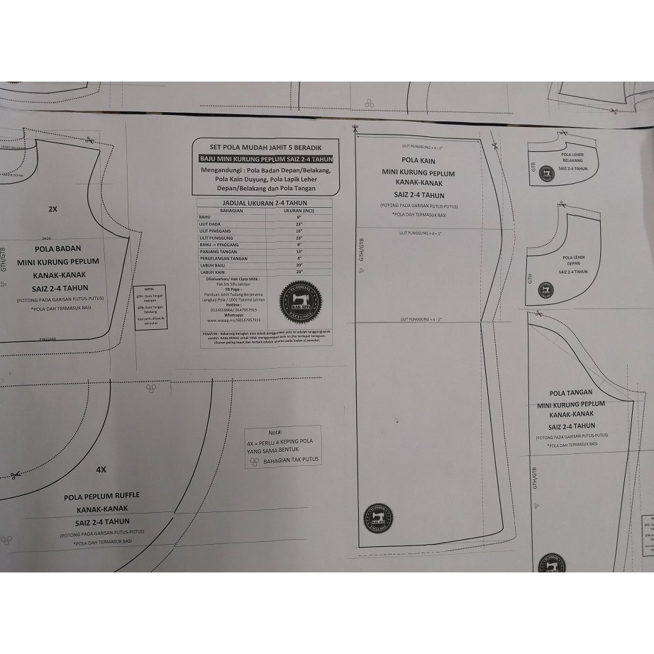 3 Set Pola Siap Baju Mini Kurung Peplum Kanak Video Panduan Jahit Dvd Shopee Malaysia